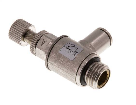 Flow Control Valve Meter-In Elbow 6 mm - G1/4'' Brass Knurled Screw
