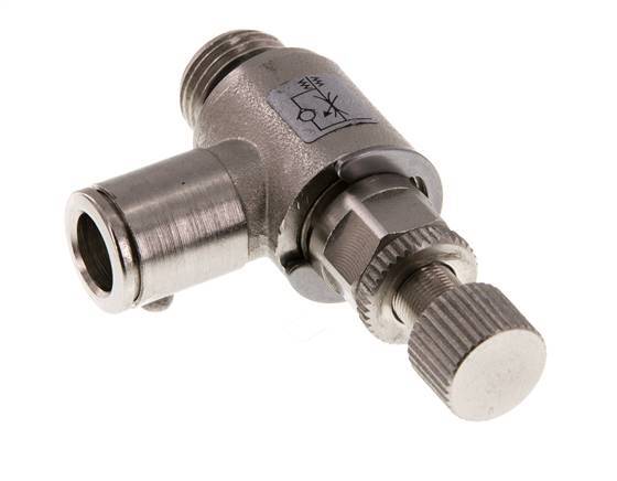 Flow Control Valve Meter-In Elbow 8 mm - G1/4'' Brass Knurled Screw