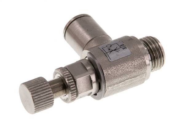 Flow Control Valve Meter-In Elbow 8 mm - G1/4'' Brass Knurled Screw