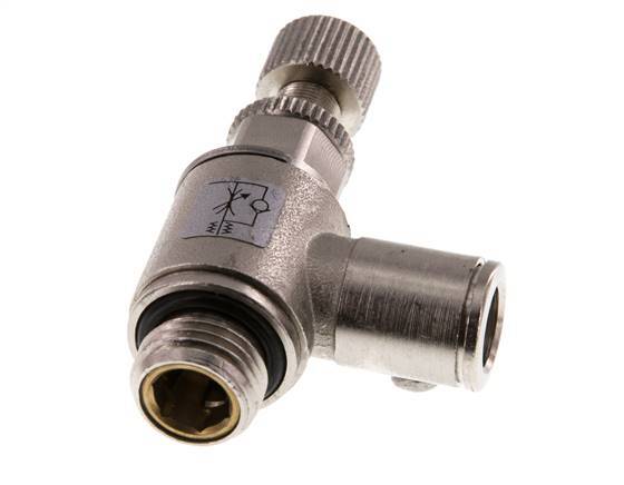 Flow Control Valve Meter-In Elbow 8 mm - G1/4'' Brass Knurled Screw