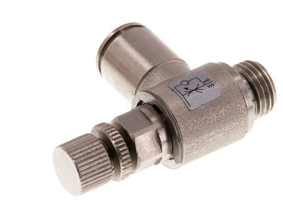 Flow Control Valve Meter-In Elbow 10 mm - G1/4'' Brass Knurled Screw