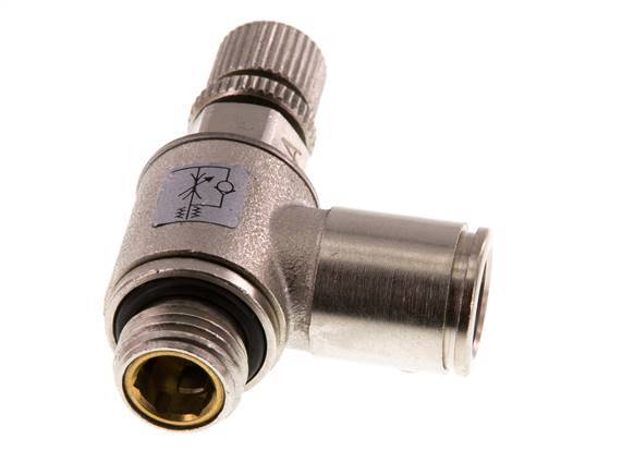 Flow Control Valve Meter-In Elbow 10 mm - G1/4'' Brass Knurled Screw