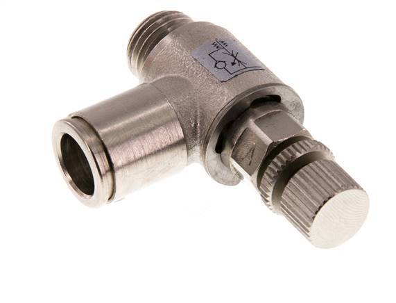 Flow Control Valve Meter-In Elbow 10 mm - G1/4'' Brass Knurled Screw