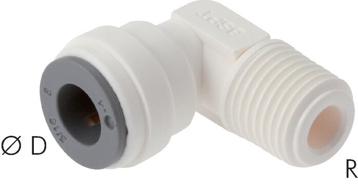 1/4'' x 3/8'' NPT 90deg Elbow Push-in Fitting with Male Threads POM EPDM [10 Pieces]