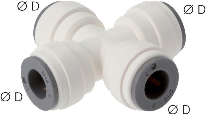 12mm Cross Push-in Fitting POM EPDM FDA [2 Pieces]