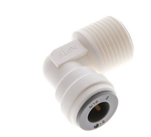 5/16'' x 3/8'' NPT 90deg Elbow Push-in Fitting with Male Threads POM EPDM [5 Pieces]