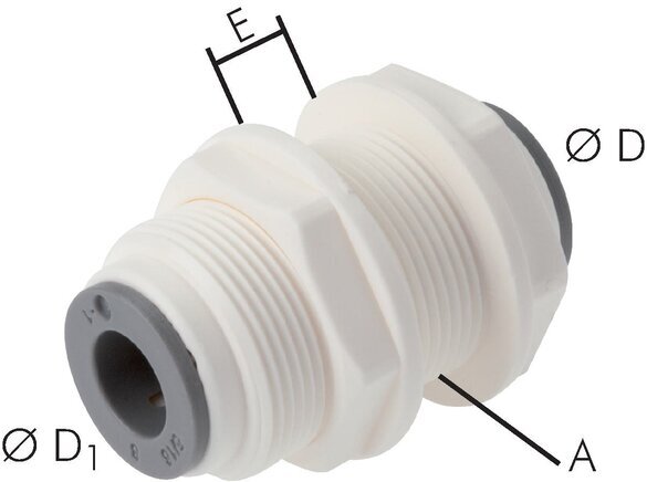 1/4'' x 3/8'' Push-in Fitting POM EPDM Bulkhead [2 Pieces]