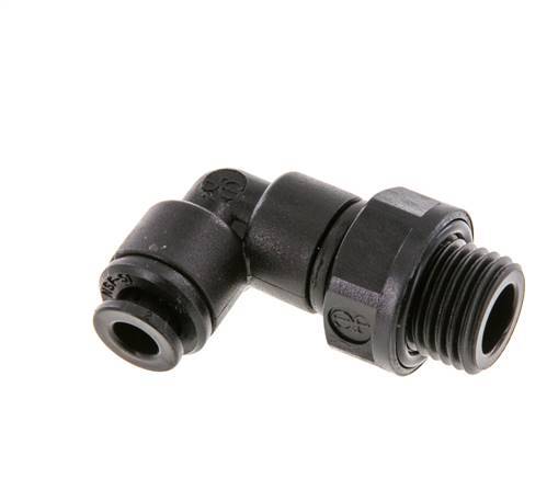 5mm x G1/4'' 90deg Elbow Push-in Fitting with Male Threads POM NBR Rotatable [2 Pieces]