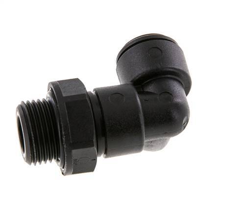 8mm x G3/8'' 90deg Elbow Push-in Fitting with Male Threads POM NBR Rotatable [2 Pieces]