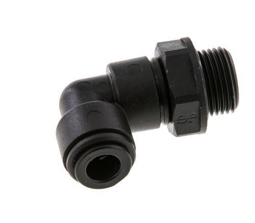 8mm x G3/8'' 90deg Elbow Push-in Fitting with Male Threads POM NBR Rotatable [2 Pieces]