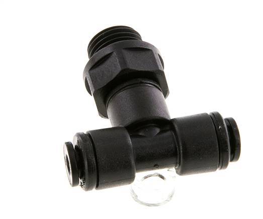 4mm x G1/4'' Inline Tee Push-in Fitting with Male Threads POM NBR FDA Rotatable