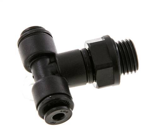 4mm x G1/4'' Inline Tee Push-in Fitting with Male Threads POM NBR FDA Rotatable