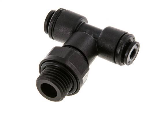 4mm x G1/4'' Inline Tee Push-in Fitting with Male Threads POM NBR FDA Rotatable