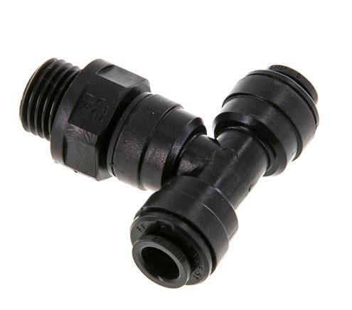 6mm x G1/4'' Inline Tee Push-in Fitting with Male Threads POM NBR FDA Rotatable