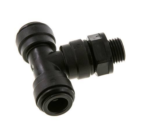 10mm x G1/4'' Inline Tee Push-in Fitting with Male Threads POM NBR FDA Rotatable