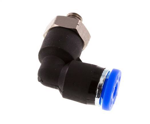 5/32'' x UNF 10-32 90deg Elbow Push-in Fitting Brass/PBT NBR Rotatable [2 Pieces]