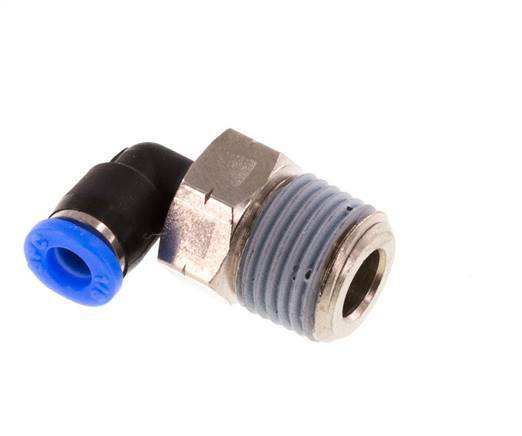 1/8'' x 1/8'' NPT 90deg Elbow Push-in Fitting with Male Threads Brass/PBT NBR Rotatable [2 Pieces]