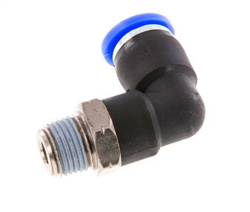 1/4'' x 1/8'' NPT 90deg Elbow Push-in Fitting with Male Threads Brass/PBT NBR Rotatable [2 Pieces]