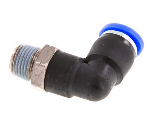 1/4'' x 1/8'' NPT 90deg Elbow Push-in Fitting with Male Threads Brass/PBT NBR Rotatable [2 Pieces]