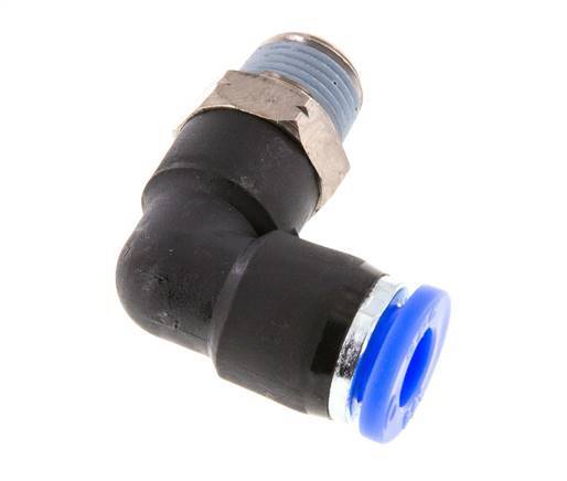 1/4'' x 1/8'' NPT 90deg Elbow Push-in Fitting with Male Threads Brass/PBT NBR Rotatable [2 Pieces]