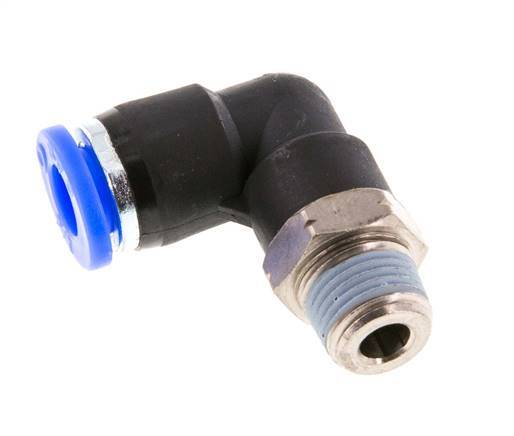1/4'' x 1/8'' NPT 90deg Elbow Push-in Fitting with Male Threads Brass/PBT NBR Rotatable [2 Pieces]
