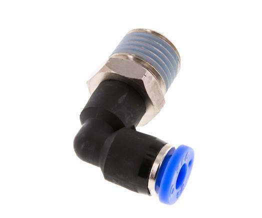 3/16'' x 1/4'' NPT 90deg Elbow Push-in Fitting with Male Threads Brass/PBT NBR Rotatable [2 Pieces]