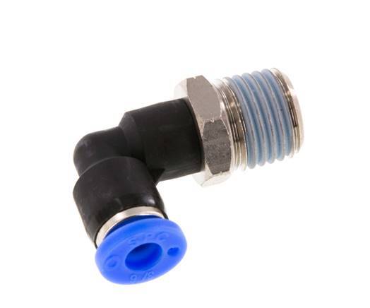 3/16'' x 1/4'' NPT 90deg Elbow Push-in Fitting with Male Threads Brass/PBT NBR Rotatable [2 Pieces]