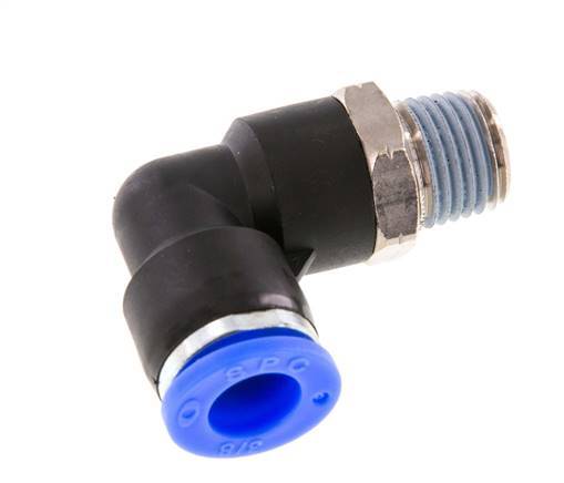 3/8'' x 1/4'' NPT 90deg Elbow Push-in Fitting with Male Threads Brass/PBT NBR Rotatable [2 Pieces]