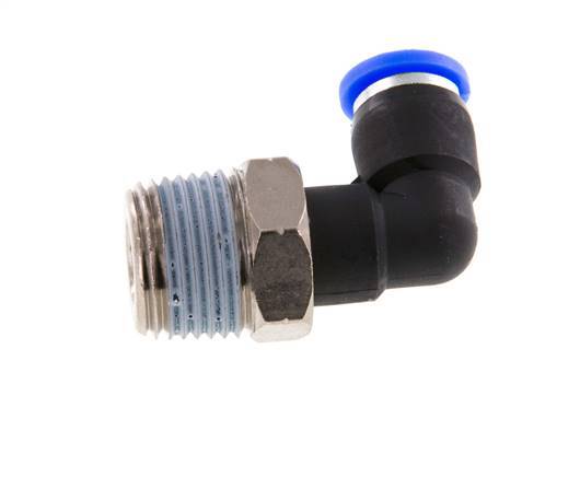 1/4'' x 3/8'' NPT 90deg Elbow Push-in Fitting with Male Threads Brass/PBT NBR Rotatable [2 Pieces]