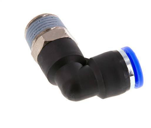 3/8'' x 3/8'' NPT 90deg Elbow Push-in Fitting with Male Threads Brass/PBT NBR Rotatable [2 Pieces]