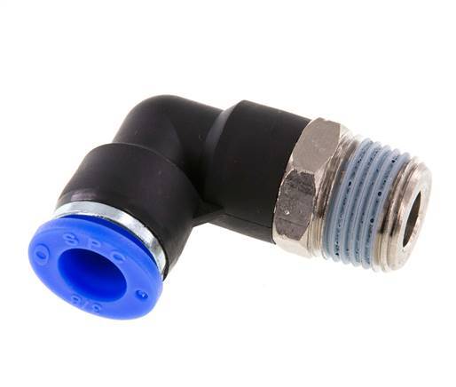 3/8'' x 3/8'' NPT 90deg Elbow Push-in Fitting with Male Threads Brass/PBT NBR Rotatable [2 Pieces]