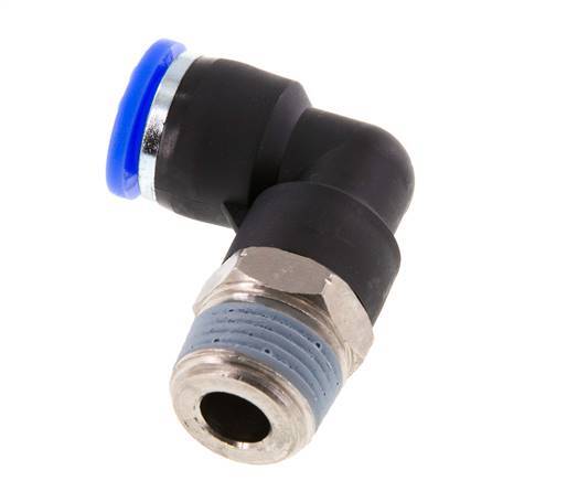 3/8'' x 3/8'' NPT 90deg Elbow Push-in Fitting with Male Threads Brass/PBT NBR Rotatable [2 Pieces]