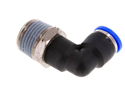 3/8'' x 1/2'' NPT 90deg Elbow Push-in Fitting with Male Threads Brass/PBT NBR Rotatable [2 Pieces]
