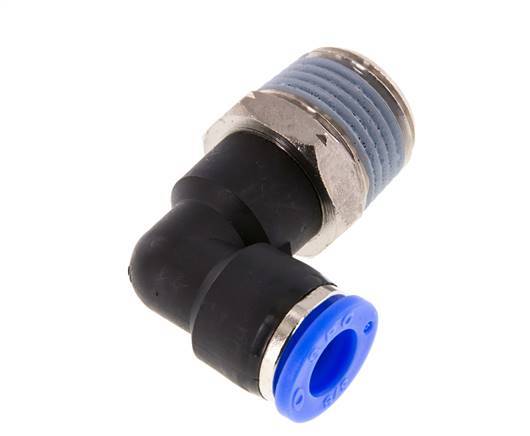 3/8'' x 1/2'' NPT 90deg Elbow Push-in Fitting with Male Threads Brass/PBT NBR Rotatable [2 Pieces]