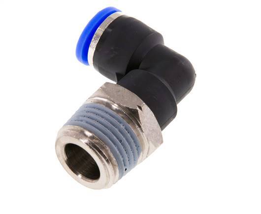3/8'' x 1/2'' NPT 90deg Elbow Push-in Fitting with Male Threads Brass/PBT NBR Rotatable [2 Pieces]