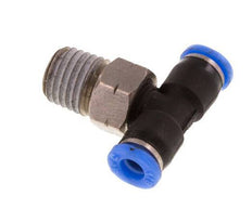1/8'' x 1/16'' NPT Inline Tee Push-in Fitting with Male Threads Brass/PBT NBR Rotatable [2 Pieces]