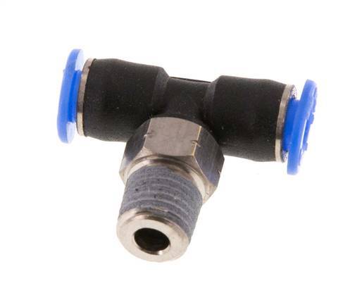 5/32'' x 1/16'' NPT Inline Tee Push-in Fitting with Male Threads Brass/PBT NBR Rotatable [2 Pieces]