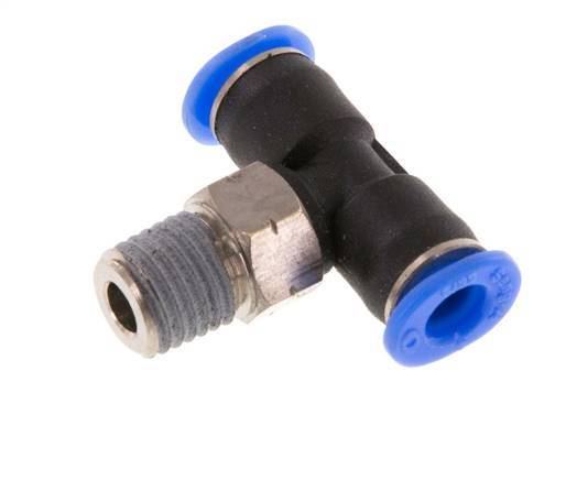 5/32'' x 1/16'' NPT Inline Tee Push-in Fitting with Male Threads Brass/PBT NBR Rotatable [2 Pieces]