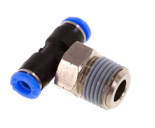 1/8'' x 1/8'' NPT Inline Tee Push-in Fitting with Male Threads Brass/PBT NBR Rotatable [2 Pieces]