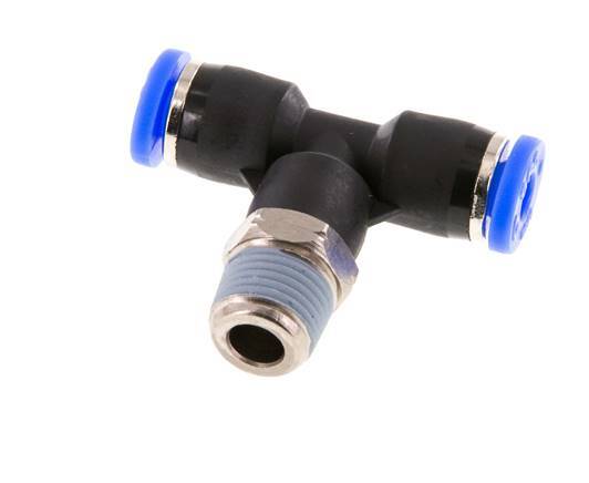 5/32'' x 1/8'' NPT Inline Tee Push-in Fitting with Male Threads Brass/PBT NBR Rotatable [2 Pieces]