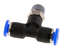 3/16'' x 1/8'' NPT Inline Tee Push-in Fitting with Male Threads Brass/PBT NBR Rotatable [2 Pieces]