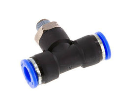 3/8'' x 1/8'' NPT Inline Tee Push-in Fitting with Male Threads Brass/PBT NBR Rotatable
