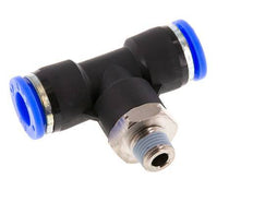 3/8'' x 1/8'' NPT Inline Tee Push-in Fitting with Male Threads Brass/PBT NBR Rotatable