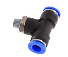 3/8'' x 1/8'' NPT Inline Tee Push-in Fitting with Male Threads Brass/PBT NBR Rotatable