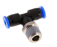 3/16'' x 1/4'' NPT Inline Tee Push-in Fitting with Male Threads Brass/PBT NBR Rotatable [2 Pieces]