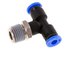 3/16'' x 1/4'' NPT Inline Tee Push-in Fitting with Male Threads Brass/PBT NBR Rotatable [2 Pieces]
