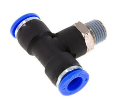 3/8'' x 1/4'' NPT Inline Tee Push-in Fitting with Male Threads Brass/PBT NBR Rotatable