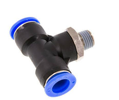 1/2'' x 1/4'' NPT Inline Tee Push-in Fitting with Male Threads Brass/PBT NBR Rotatable