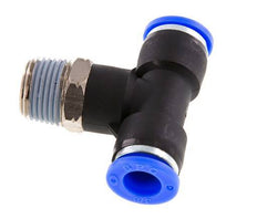 3/8'' x 3/8'' NPT Inline Tee Push-in Fitting with Male Threads Brass/PBT NBR Rotatable