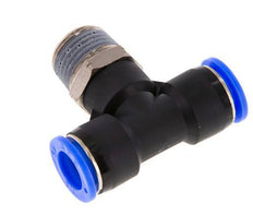 1/2'' x 1/2'' NPT Inline Tee Push-in Fitting with Male Threads Brass/PBT NBR Rotatable